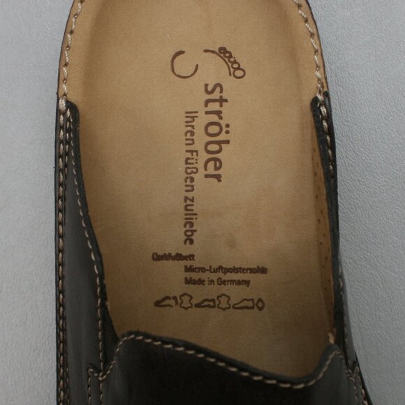Ströber 8.5 UK Mens 10 US Mules Brown Leather Slides Strober House Shoes Germany